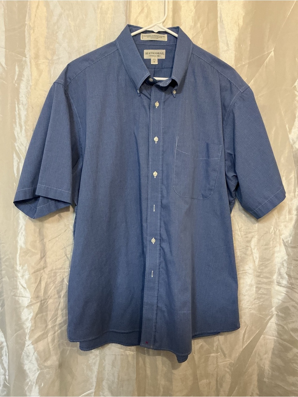 Hathaway Classic Short-Sleeve Button-Down Shirt in Blue